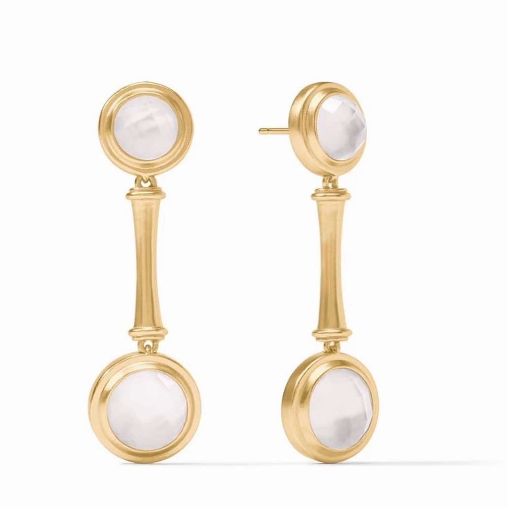 Julie Vos Bamboo Gold and White Drop Earrings